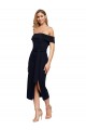 Buy Sleeveless Black Off the Shoulder Low Back Stretch Crepe Sheath Formal Dress UK