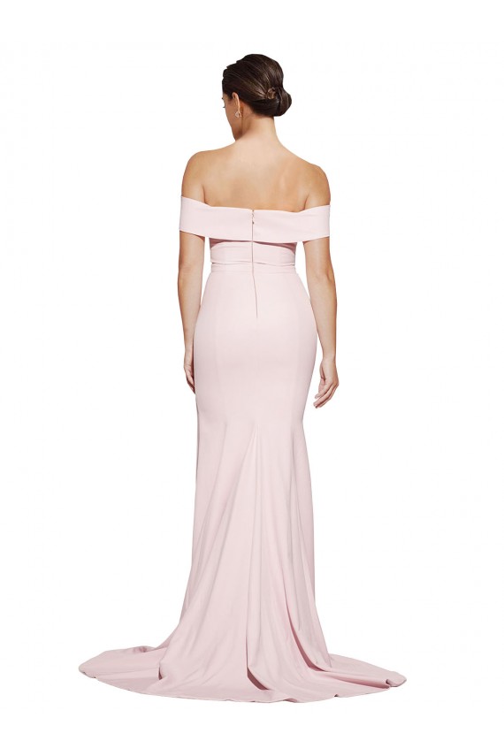Buy Sleeveless Pink Square Neck Low Back Stretch Crepe Sheath Formal Dress UK