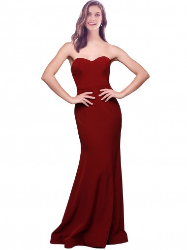 Buy Sleeveless Sweetheart Low Back Stretch Crepe Sheath Formal Dress UK