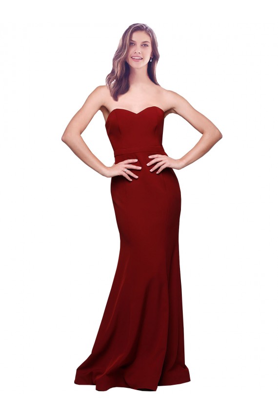 Buy Sleeveless Sweetheart Low Back Stretch Crepe Sheath Formal Dress UK