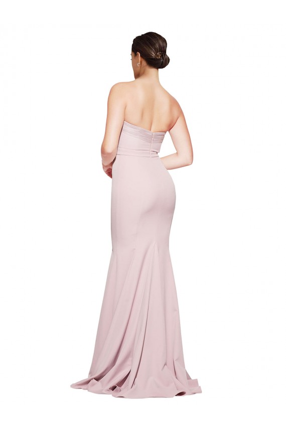 Buy Sleeveless Mauve Strapless Low Back Stretch Crepe Sheath Formal Dress UK