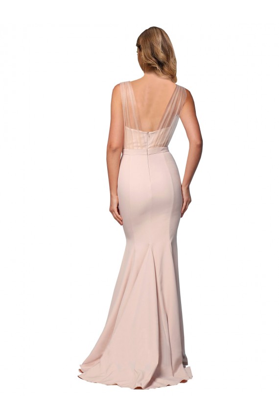 Buy Sleeveless Sweetheart Low Back Stretch Crepe & Tulle Sheath Formal Dress UK