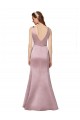 Buy Sleeveless V-Neck V-Back Satin Sheath Formal Dress UK