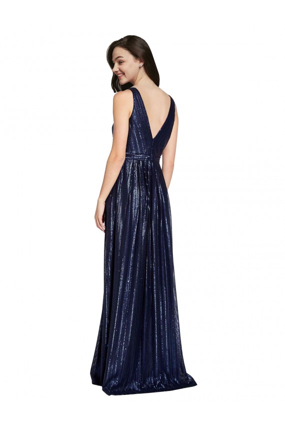 Buy Sleeveless V-Neck V-Back Sequin Sheath Formal Dress UK
