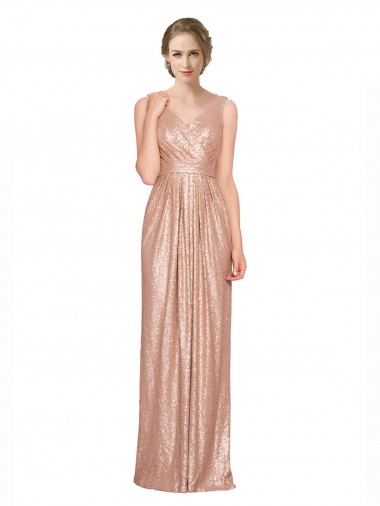 Buy Sleeveless V-Neck Sequin Sheath Formal Dress UK