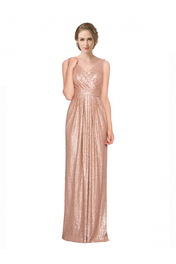 Buy Sleeveless V-Neck Sequin Sheath Formal Dress UK