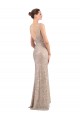 Buy Sleeveless V-Neck Low Back Sparkling Sequin Sheath Formal Dress UK