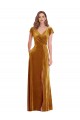 Buy Cap Sleeves V-Neck Stretch Velvet Sheath Formal Dress UK