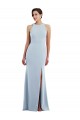 Buy Sleeveless Light Sky Blue Halter Neck Open Back Stretch Crepe Trumpet Formal Dress UK