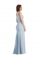 Buy Sleeveless Light Sky Blue One Shoulder Stretch Crepe Trumpet Formal Dress UK