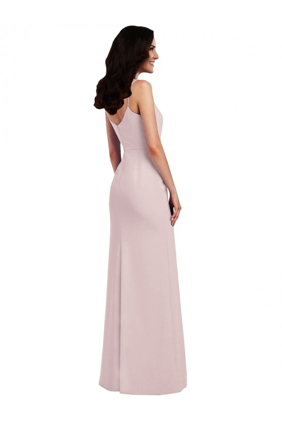 Buy Sleeveless Spaghetti Straps V-Back Stretch Crepe Trumpet Formal Gowns UK