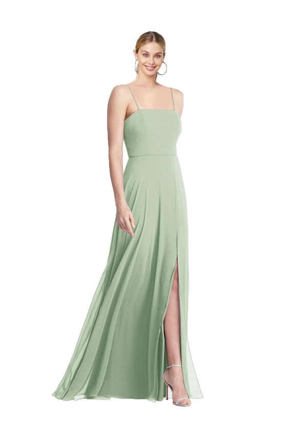 Buy Sleeveless Spaghetti Straps Low Back Chiffon Trumpet Formal Dress UK