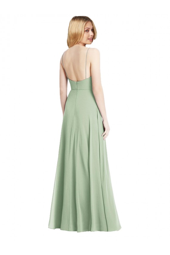 Buy Sleeveless Spaghetti Straps Low Back Chiffon Trumpet Formal Dress UK