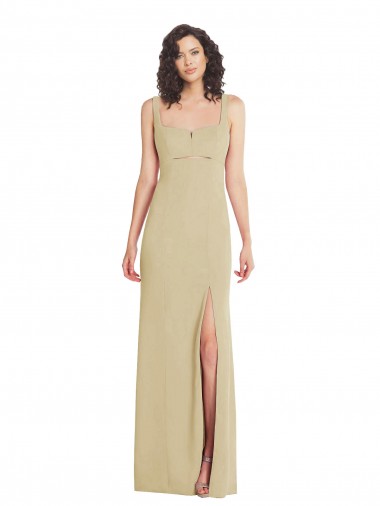 Buy Sleeveless Square Neck Low Back Stretch Crepe Trumpet Formal Dress UK