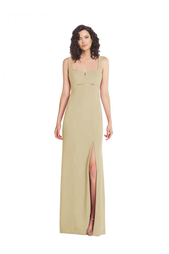 Buy Sleeveless Square Neck Low Back Stretch Crepe Trumpet Formal Dress UK
