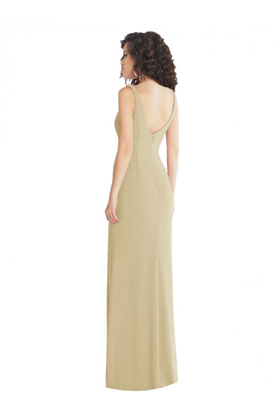 Buy Sleeveless Square Neck Low Back Stretch Crepe Trumpet Formal Dress UK