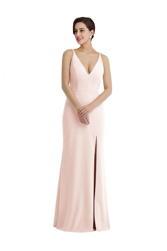 Buy Sleeveless V-Neck V-Back Stretch Crepe Trumpet Formal Dress UK