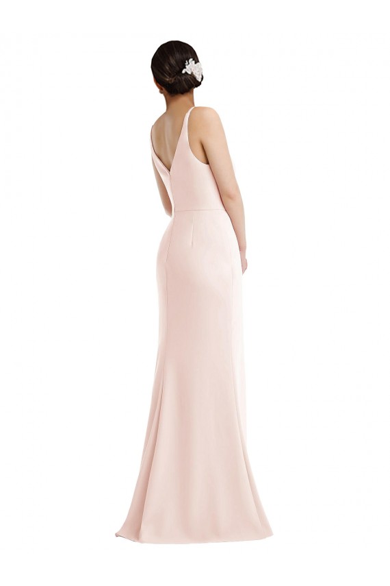 Buy Sleeveless V-Neck V-Back Stretch Crepe Trumpet Formal Dress UK
